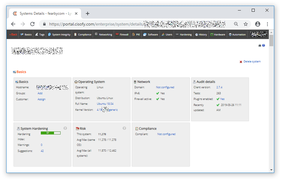 Clicking a system reveals a summary of the system.