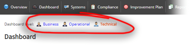 three dashboard breadcrumbs
