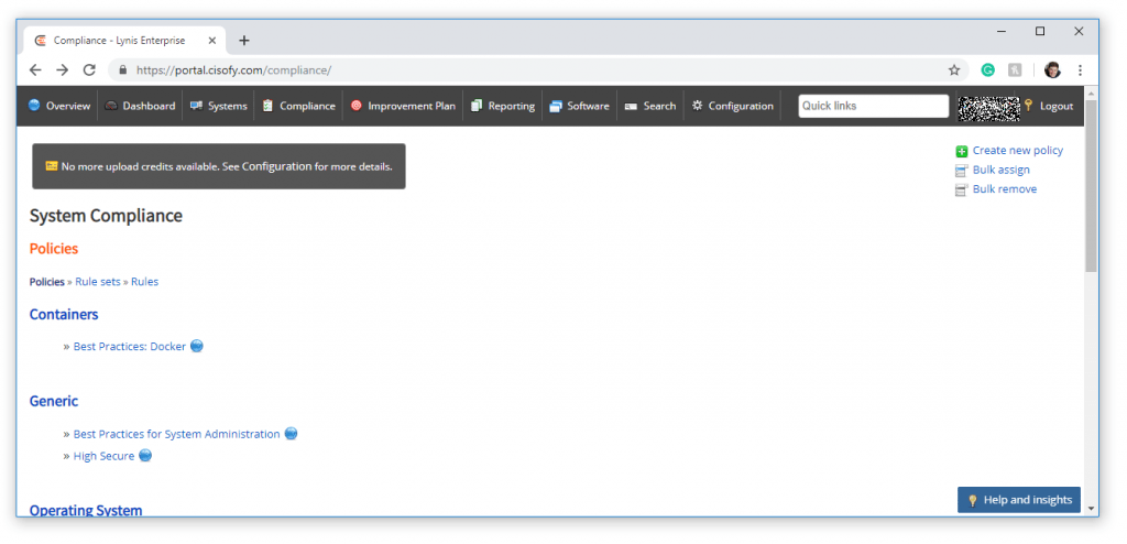 Compliance Tab