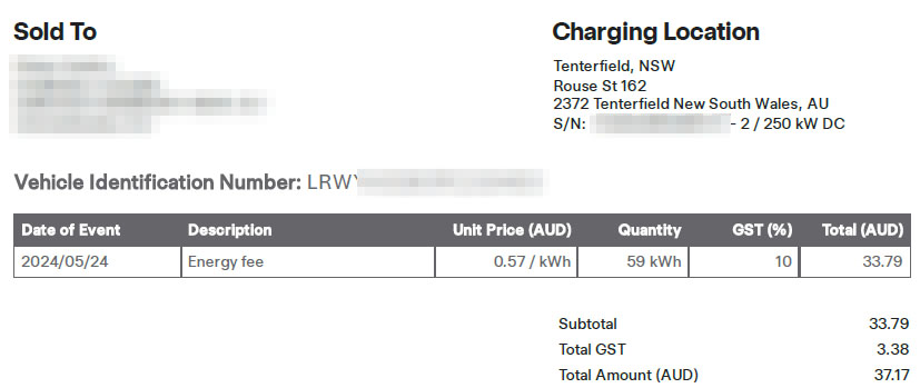 Charging Invoice