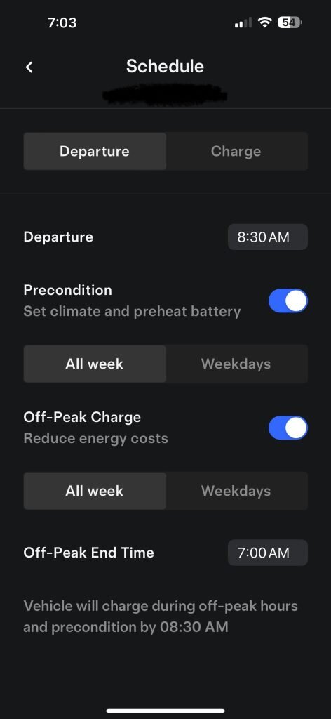 Tesla pre condition UI screenshot
