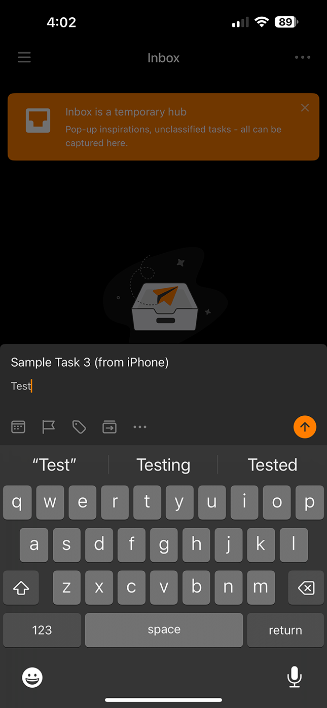 Create Task from iPhone