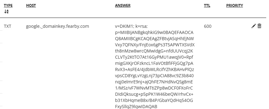 Add DKIM TXT Record