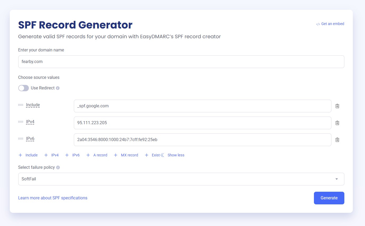 Generate SPF