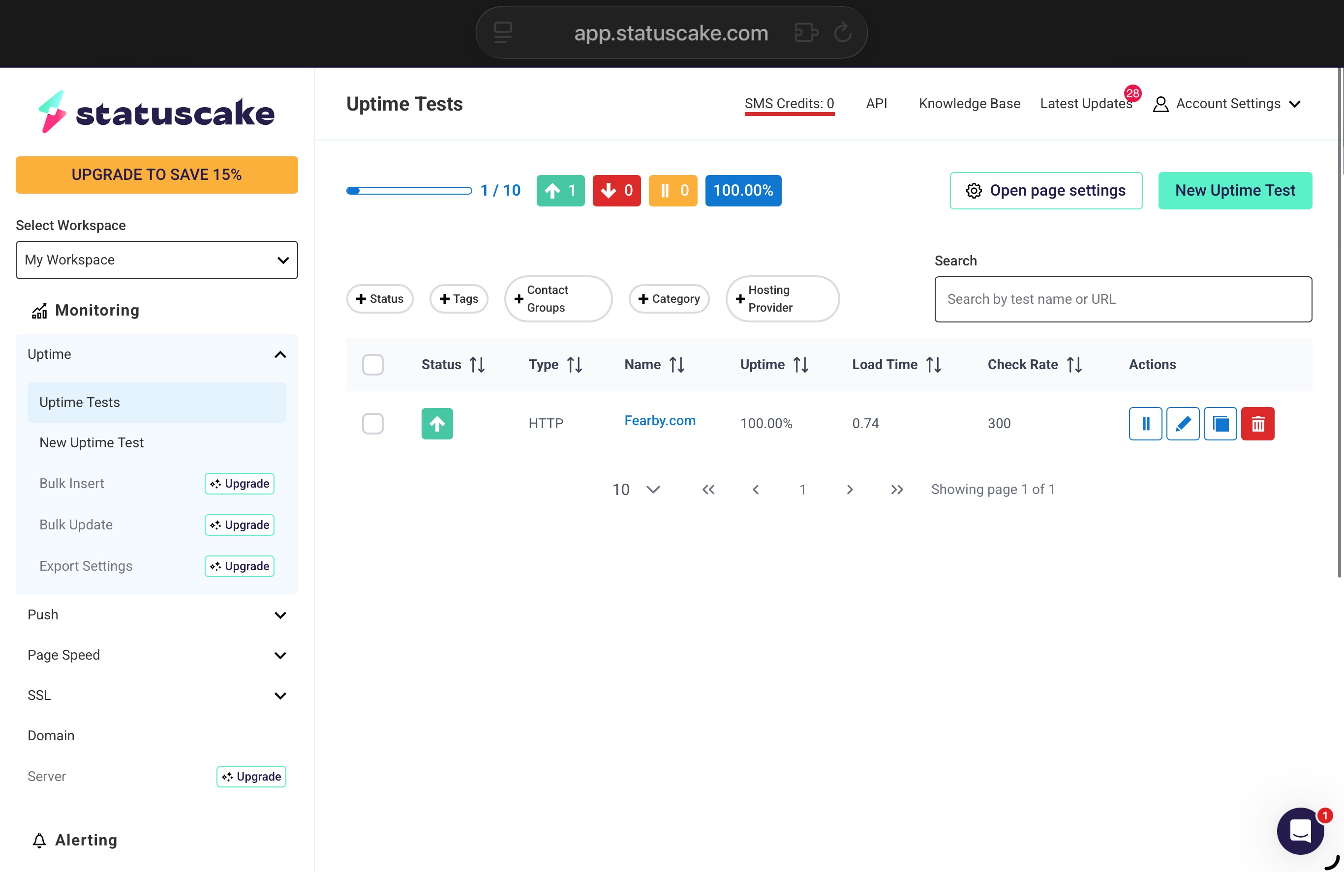 Status Cake Dashboard