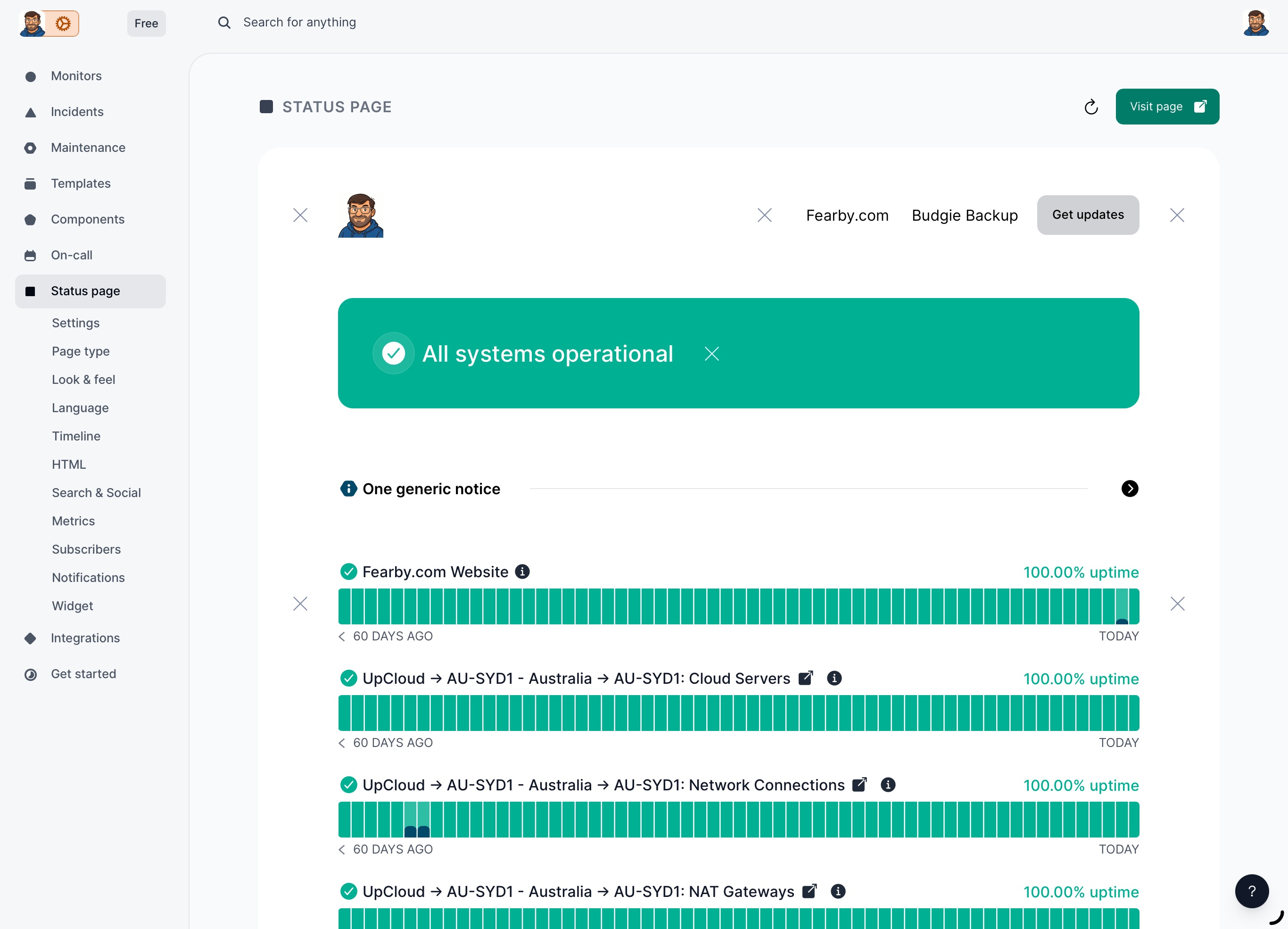 InStatus - status page