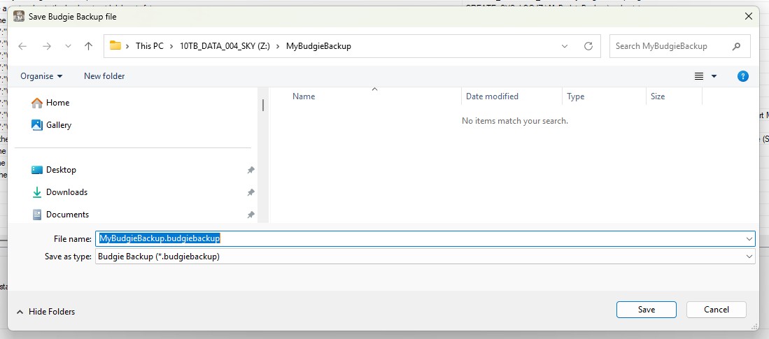 Budgie Backup Save File
