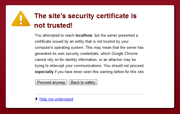 Self Signed Certificates are not trusted