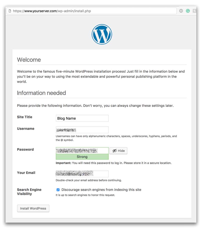 Wordpress Setup GUI