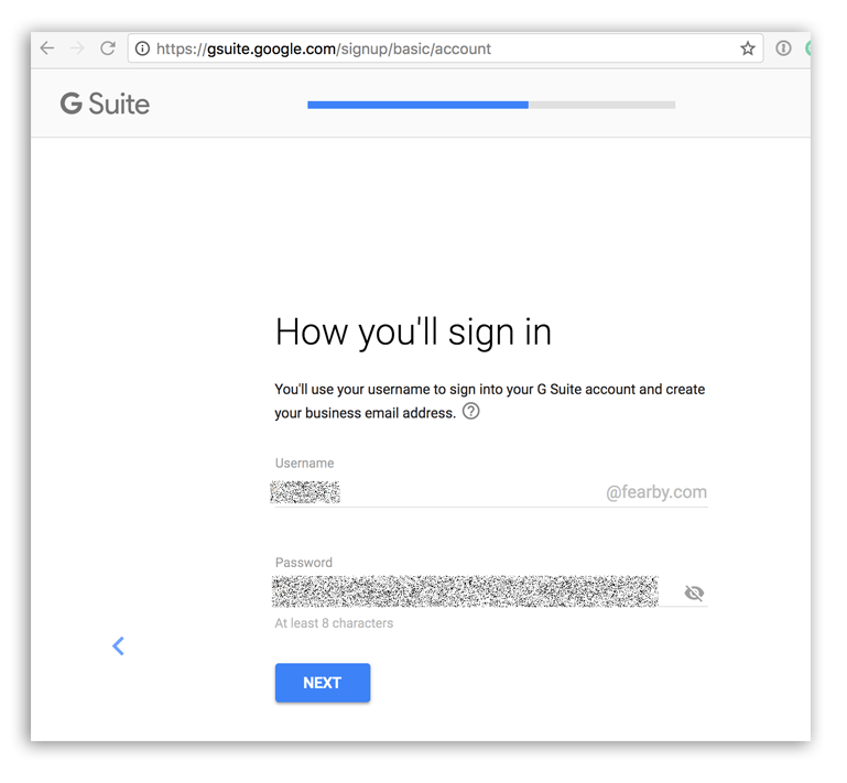 Picture of G suite asking how i will log in
