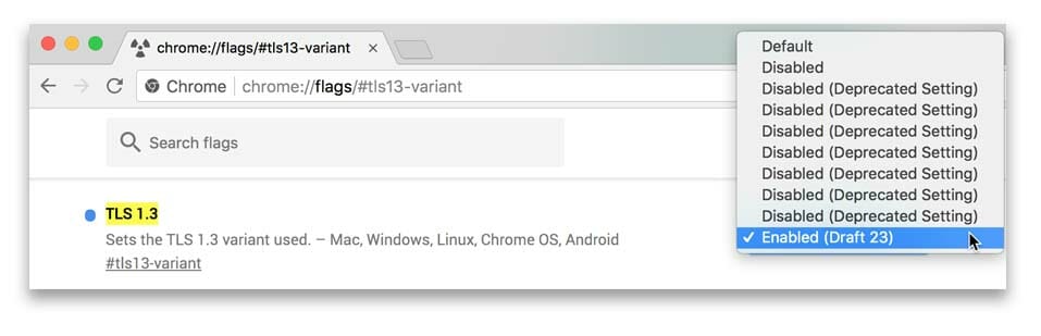 Enable TLS in Chrome
