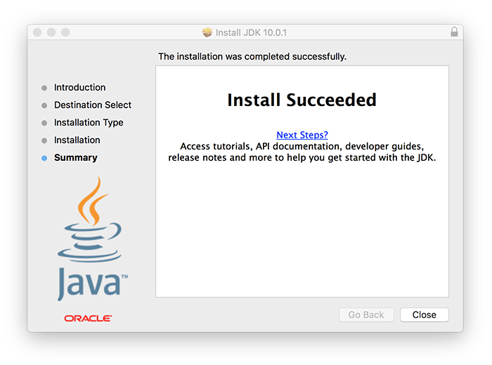 Java 10 install screenshot