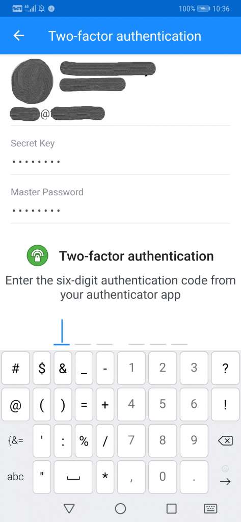 Enter 2fa code on mobile app loginb]