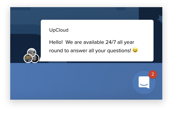 This image shows the www.upcloud.com live chat