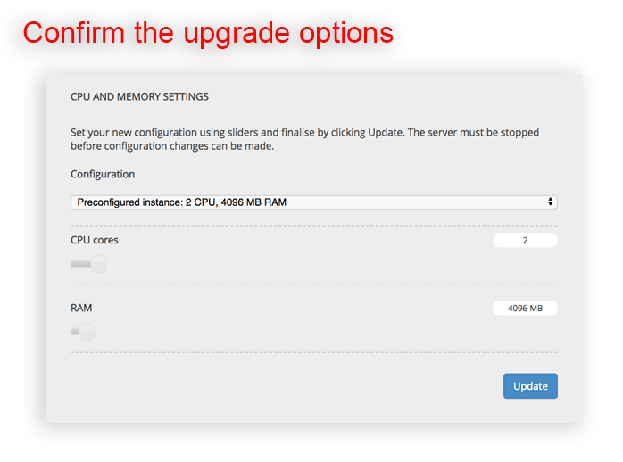 Confirm Upgrade Options