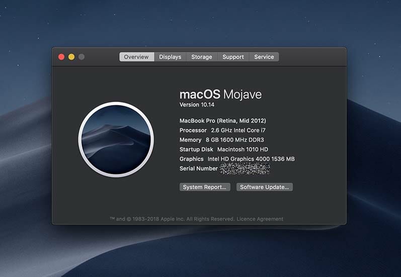 OSX Mojave About Screen