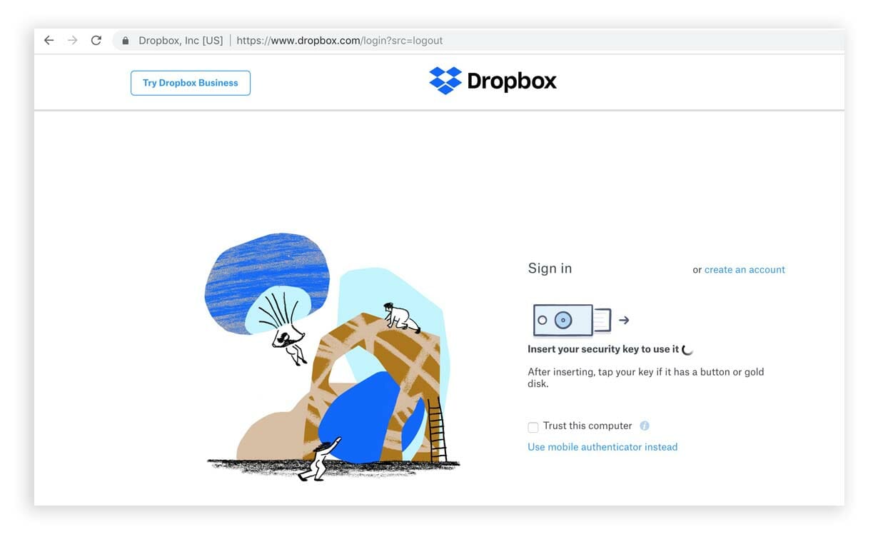 Dropbox now demands a YubiKey is inserted