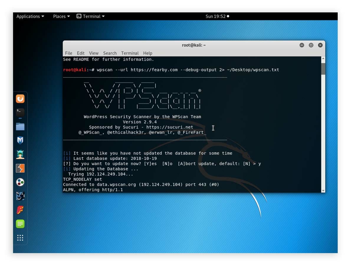 WPscan tool in KaiLinux