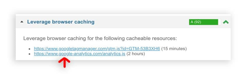 Gogole lacking browser caching