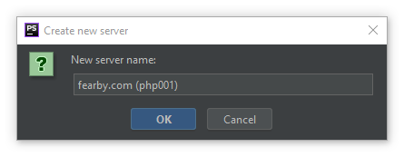 Screenshot of an input box showing a server name