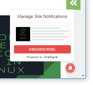 Screehshot showing an unsubscribe icon for removing push notifications