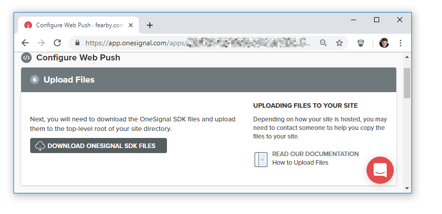 Screenshot of OneSignal prompting me to download https://github.com/OneSignal/OneSignal-Website-SDK/releases/download/https-integration-files/OneSignal-Web-SDK-HTTPS-Integration-Files.zip