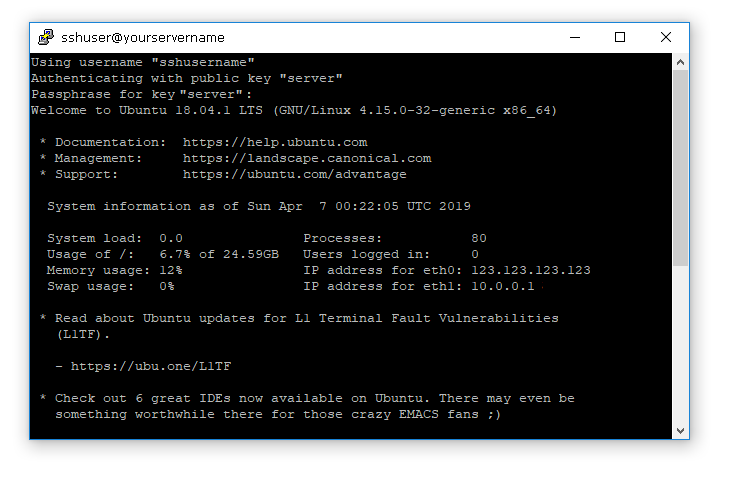 Screenshot of an Ubuntu screen after login