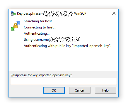 Prompt for private key passphrase