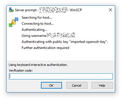 WinSCP asking for my 2FA passphrase