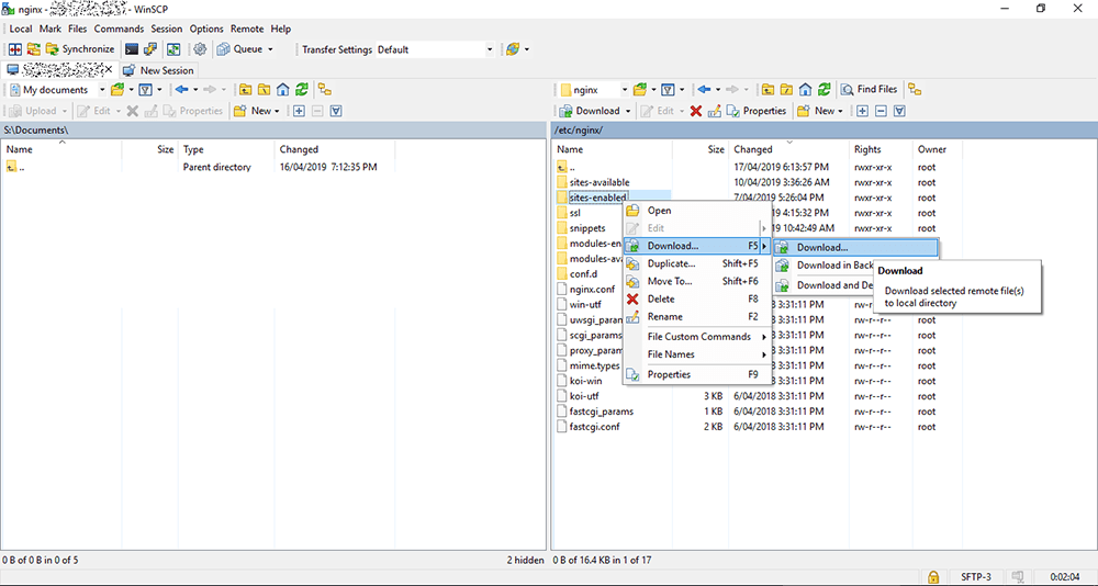 WinSCP now connected like a local folder