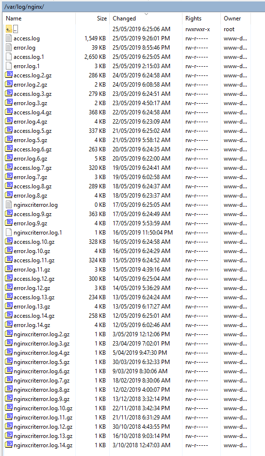 Screenshot of a years nginx logs.