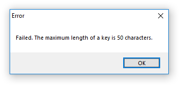 50 char limit on encryption keys message