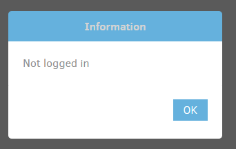 Screenshot of user is not logged in error.