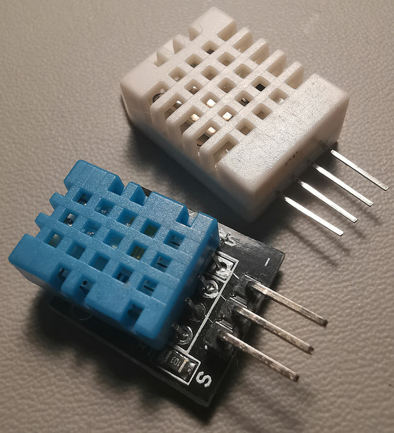 Picture of old Temperature and Humidity sensors (DHT11 and DHT22) sensors.