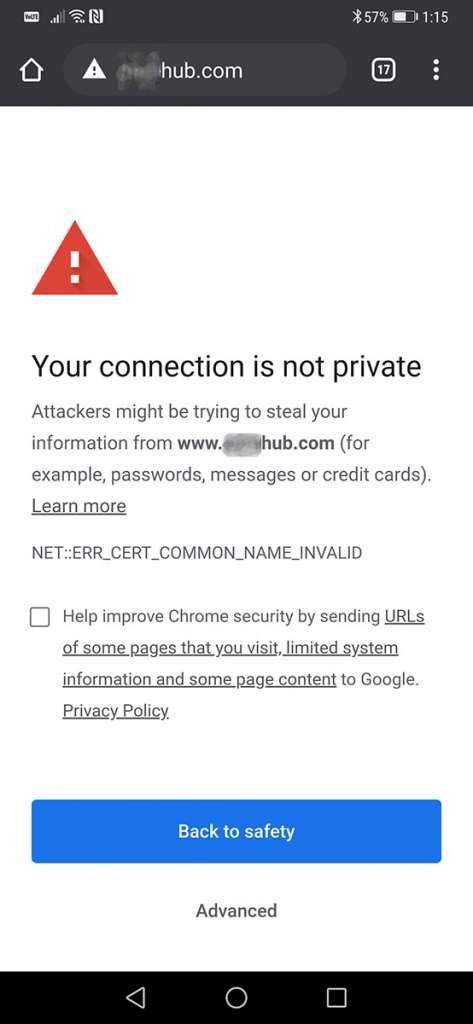 Access to a mature site is blocked