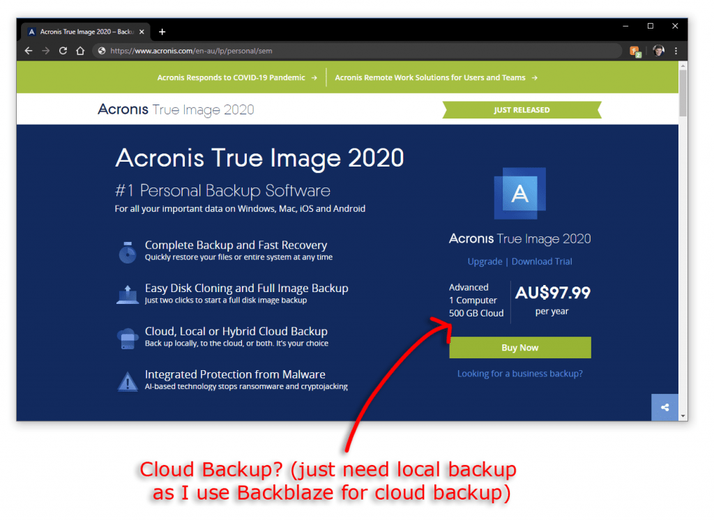 Using Acronis True Image 2020 to backup and restore your Windows computer e