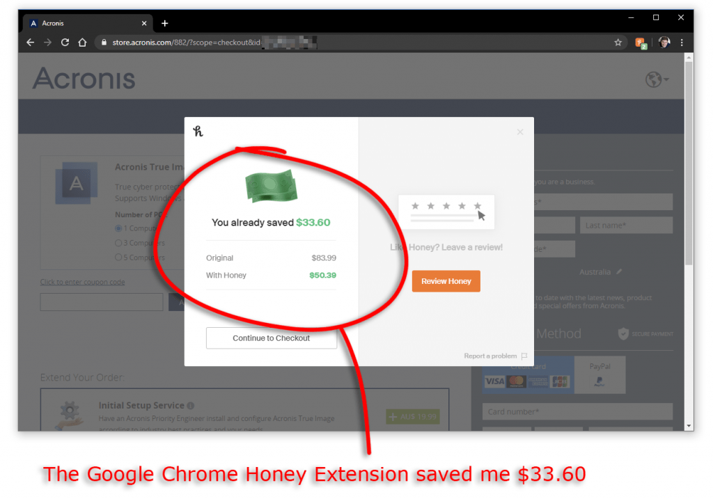 Honey browser plugin saved me $33.6 AUD