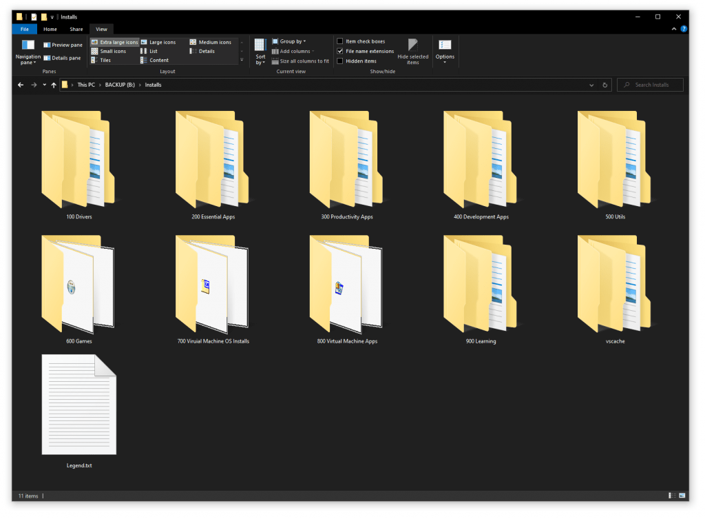 All of my install folders.