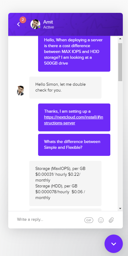 Question 1 to UpCloud chat