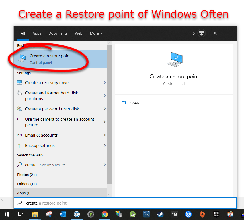 Windows 10 has a System Restore feature