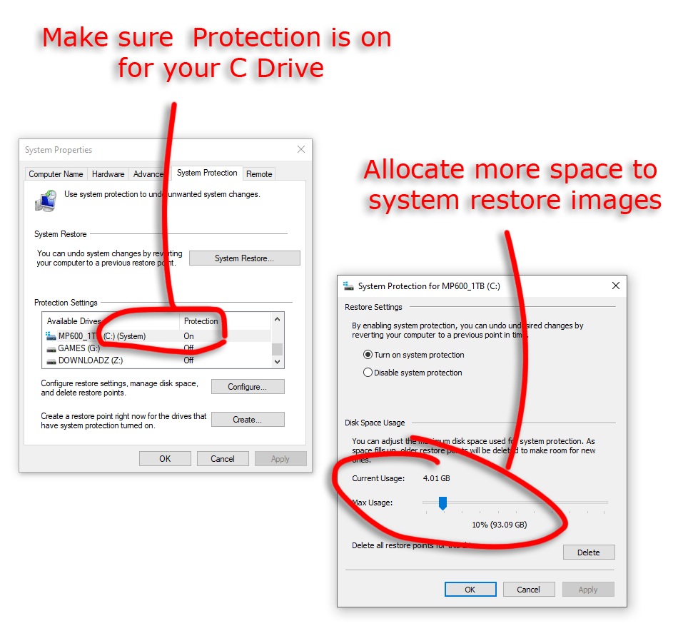 System Protection On C Drive