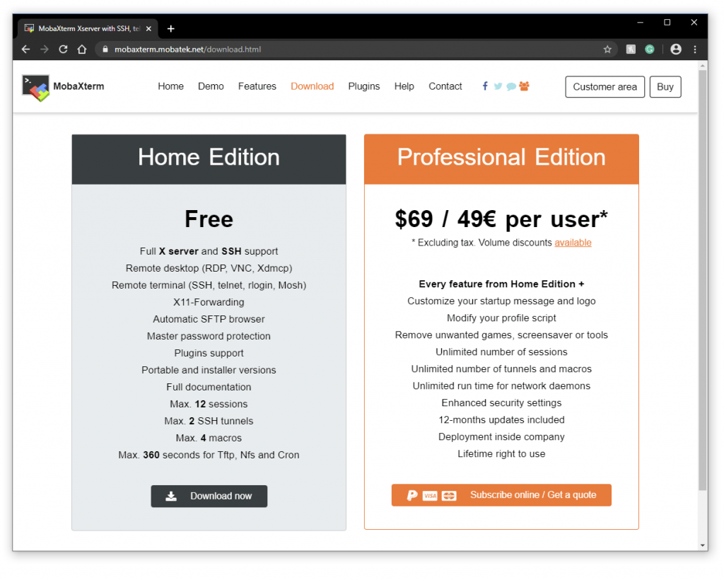 Free v Pro version comparison