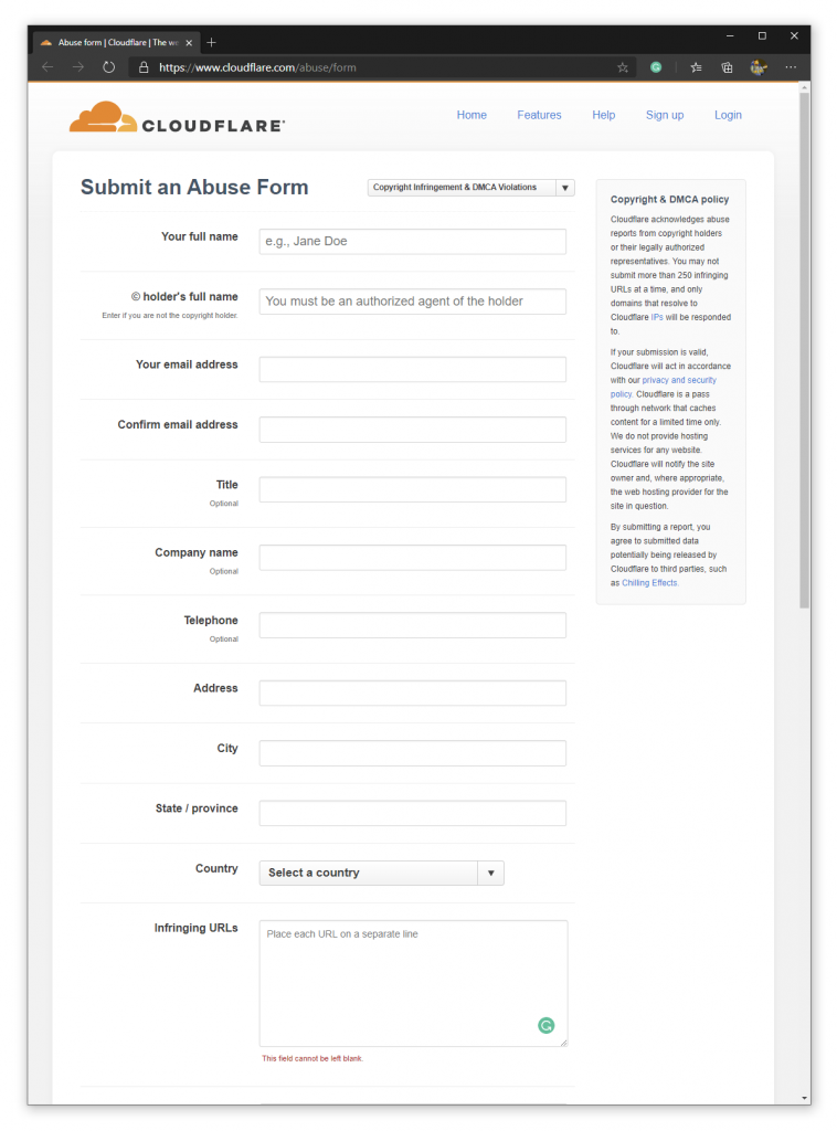 Cloudflare Submit aduse form