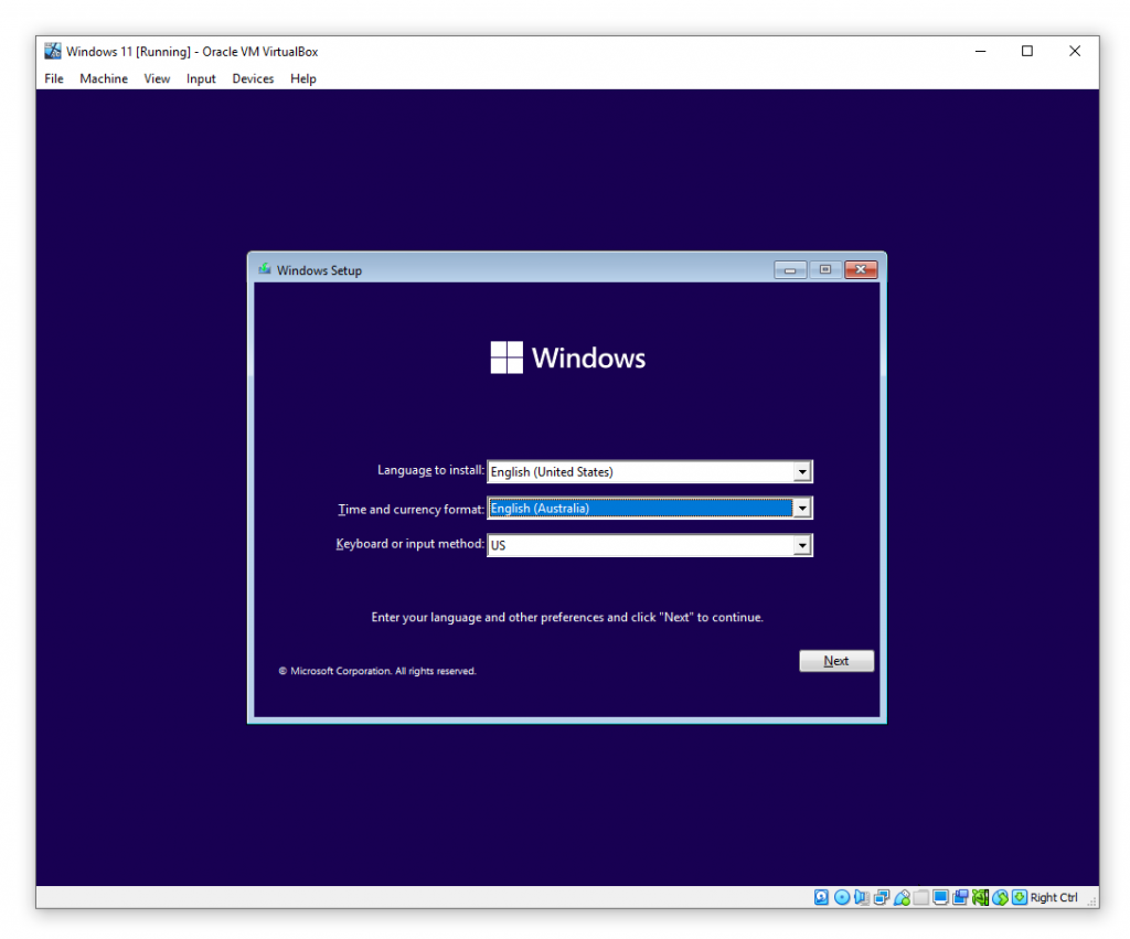 Windows language setup